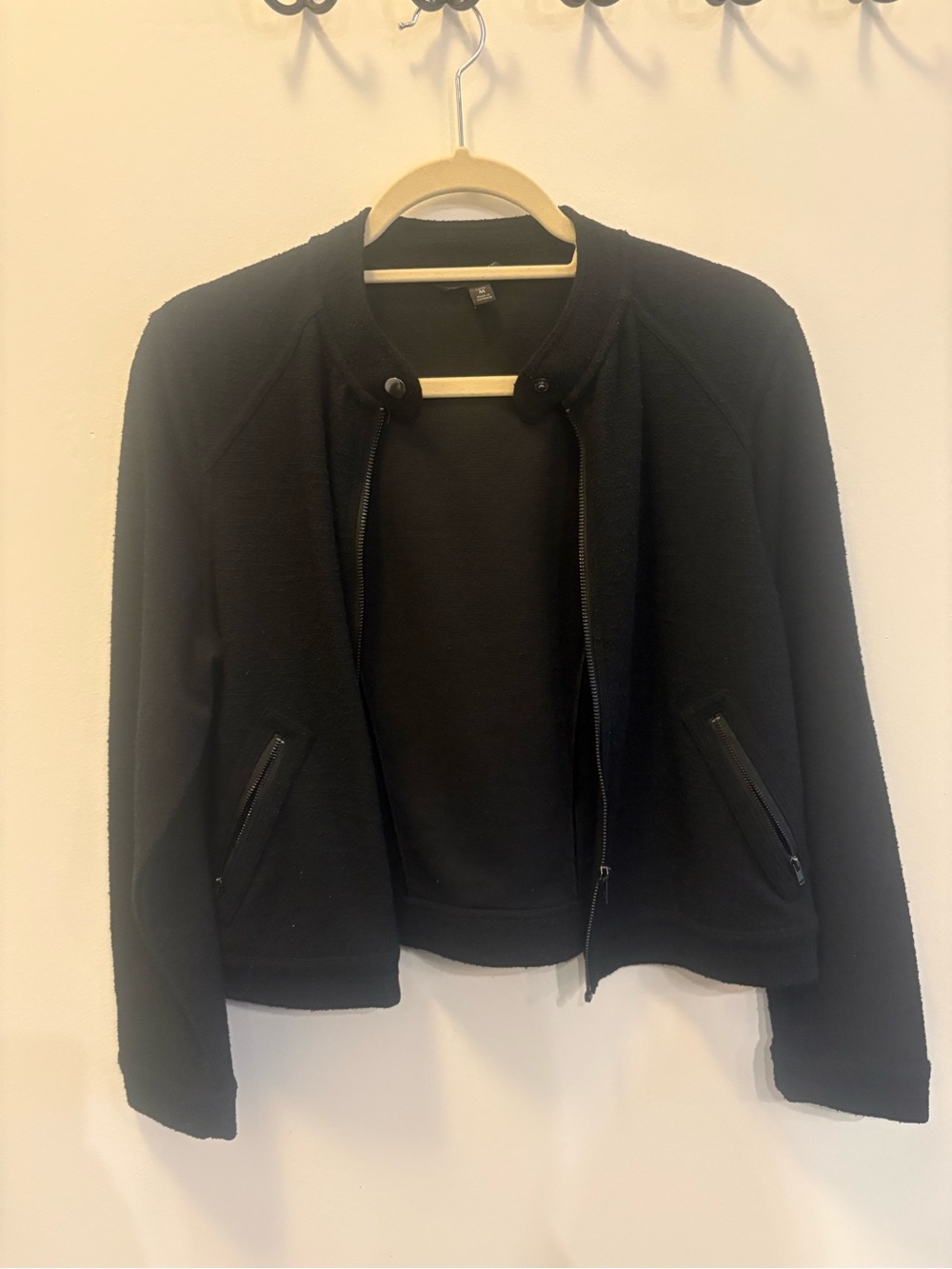 Black Zip-Front Bomber Jacket
